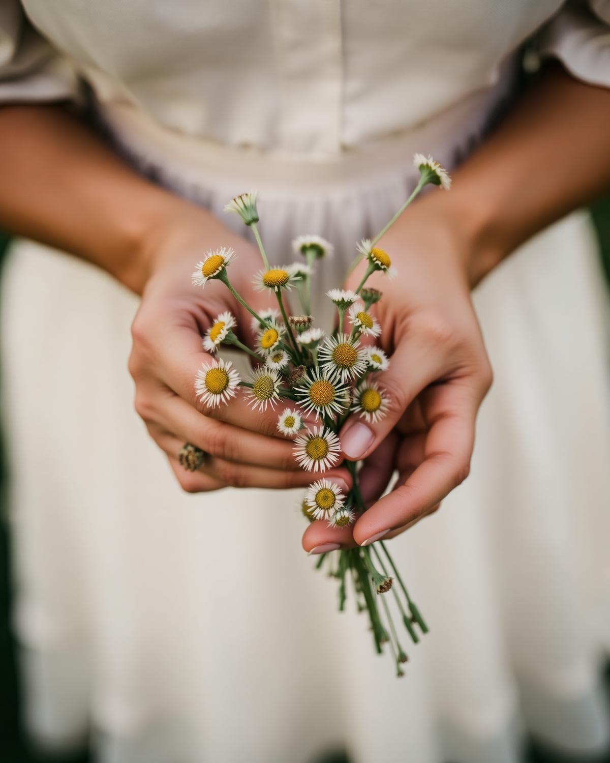 Hands holding flowers — brand photography from the Eternal Words site