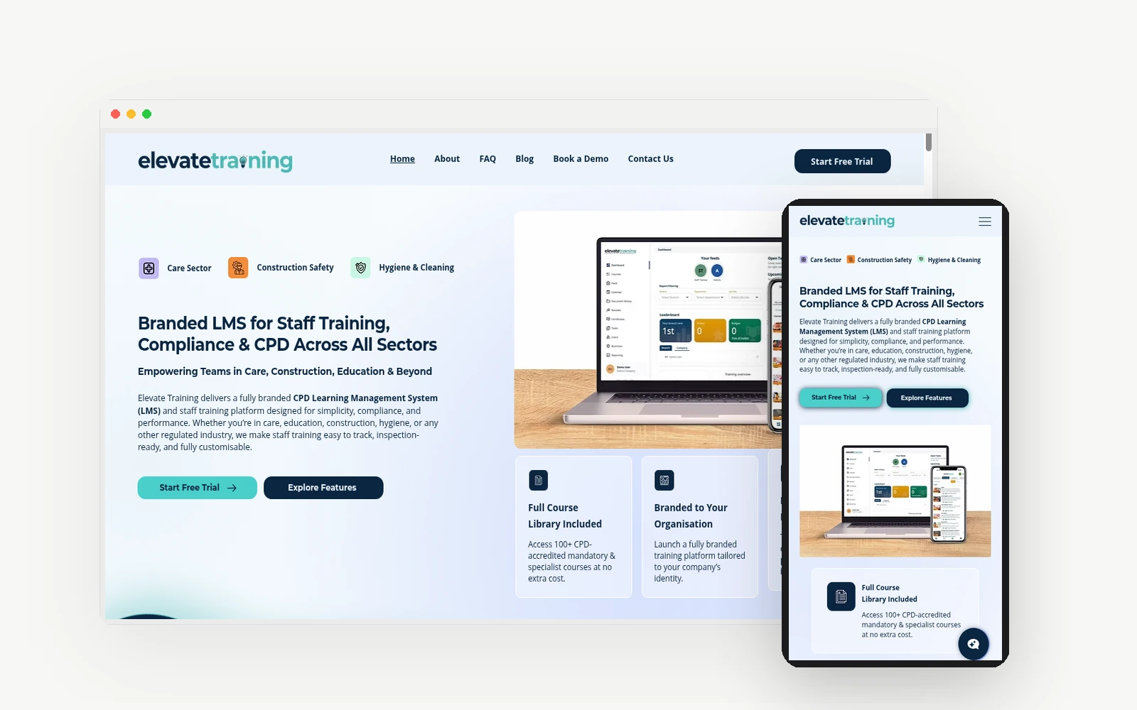 Elevate Training website by Social Sorted